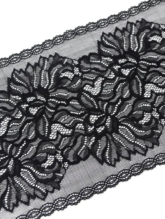652 Кружево эластичное 17 см, Италия, черный 170