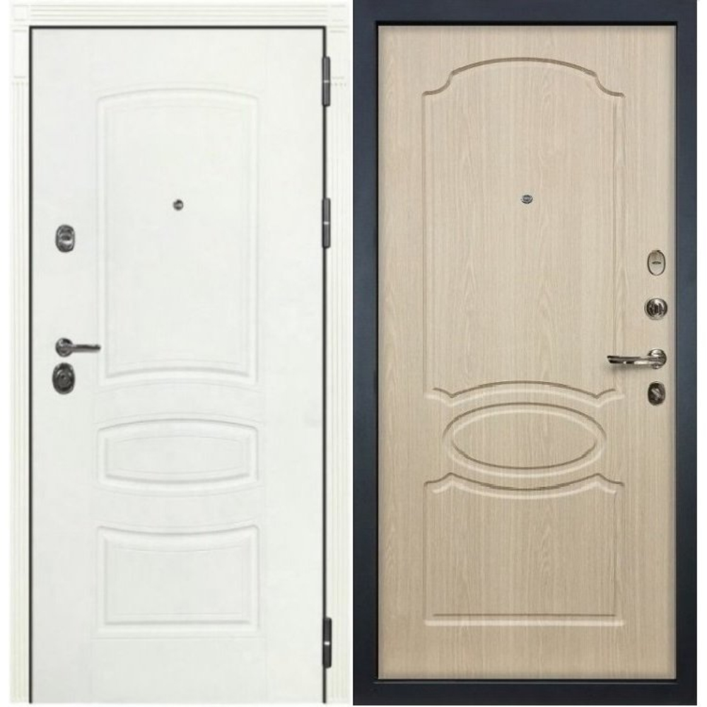 Входная металлическая дверь Лекс Сенатор 3К  Белая шагрень  №14 Беленый дуб