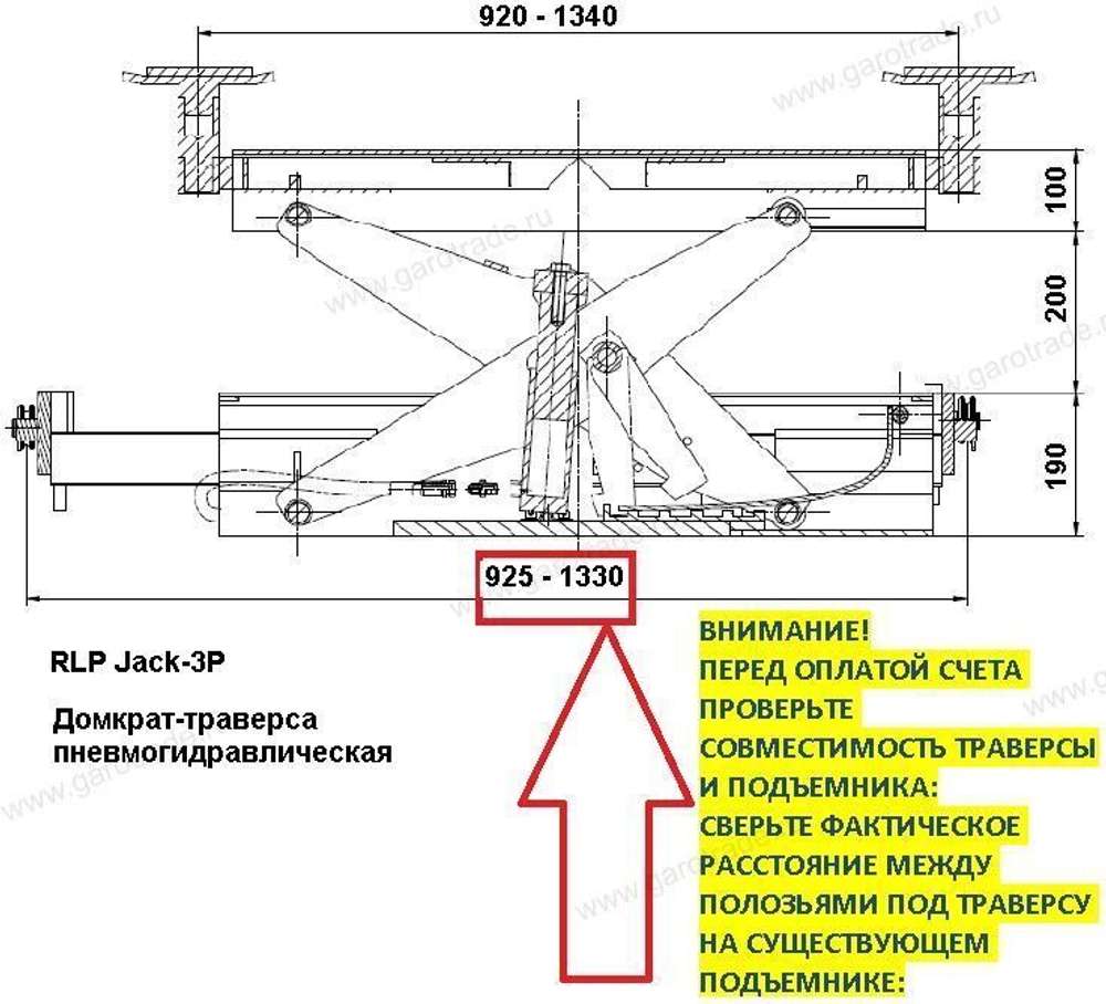 Домкрат-траверса пневмогидравлическая RLP Jack-3P