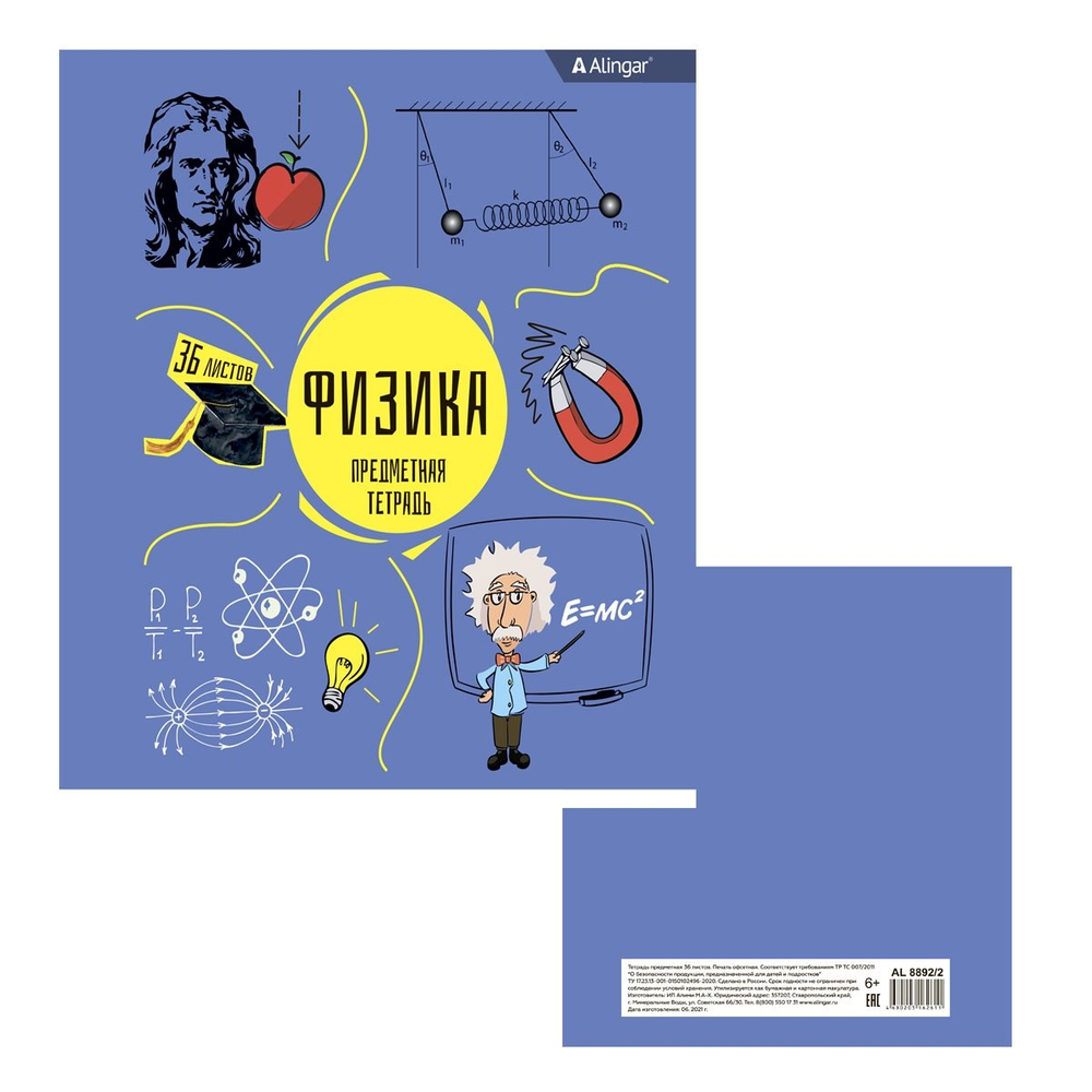 Комплект предметных тетрадей А5 36л., 10 предметов, со справочным материалом, скрепка, мелован. картон(стандарт), блок офсет, Alingar "Back to school"
