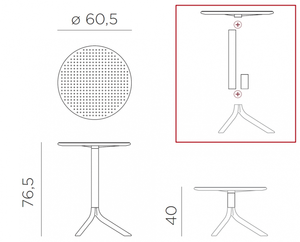 Стол пластиковый обеденный, Nardi Step + Step Mini, тортора