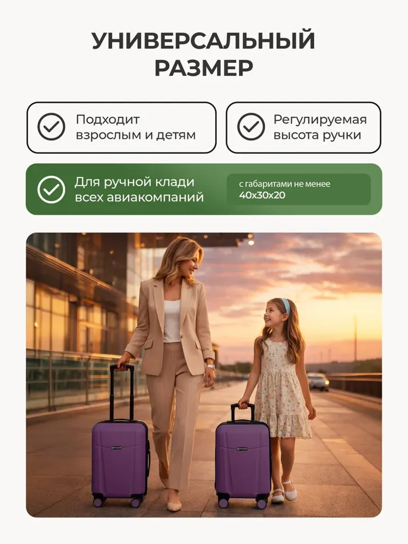 Чемодан Bonle размер XS Винный