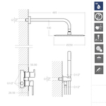 Встраиваемый смеситель для душа с тропическим и ручным душем DRAKO K3315021