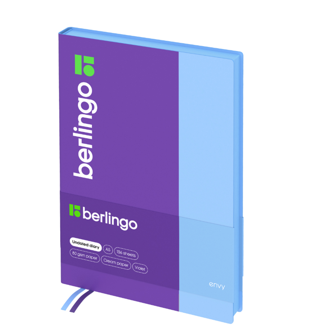 Ежедневник недатированный, А5, 136л., кожзам, Berlingo "Envy", голубой срез, фиолетовый/голубой UD2_01002