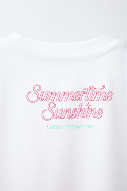 ZARA ФУТБОЛКА С ПРИНТОМ «ФРУКТЫ», БЕЛЫЙ