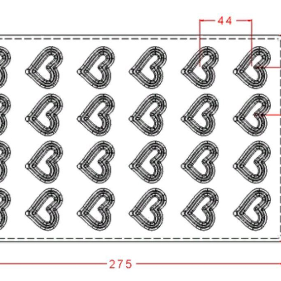 353 | Форма для шоколадных открытых конфет &quot;Сердце&quot; (275*175 мм)