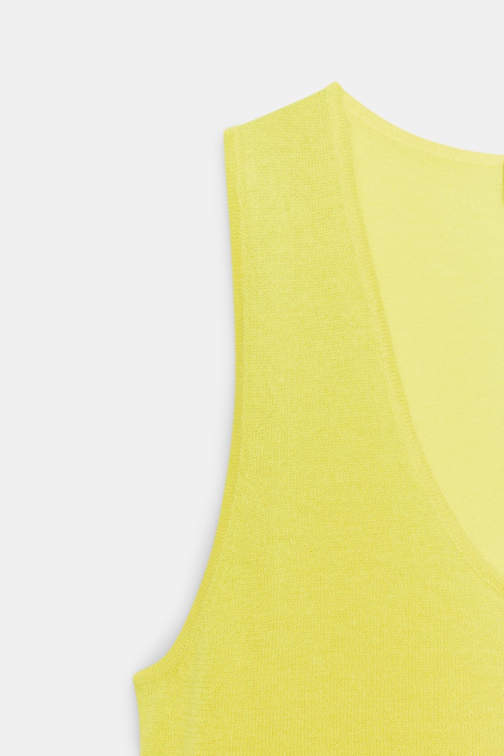 ZARA ТОП ИЗ ТОНКОГО ТРИКОТАЖА, ЖЕЛТЫЙ