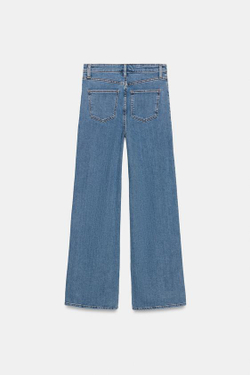 ZARA ДЖИНСЫ WIDE LEG С ВЫСОКОЙ ПОСАДКОЙ — ZW COLLECTION, СИНИЙ