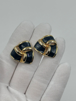 Клипсы с тёмно-синей эмалью