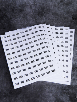 Размерники на одежду наклейки самоклеящееся S M L XL XXL