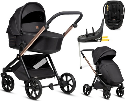 Детская коляска Tutis Mio 3 Plus Black Edition New 4 в 1 с автокреслом Beno Black и базой 1622292 Rose Gold
