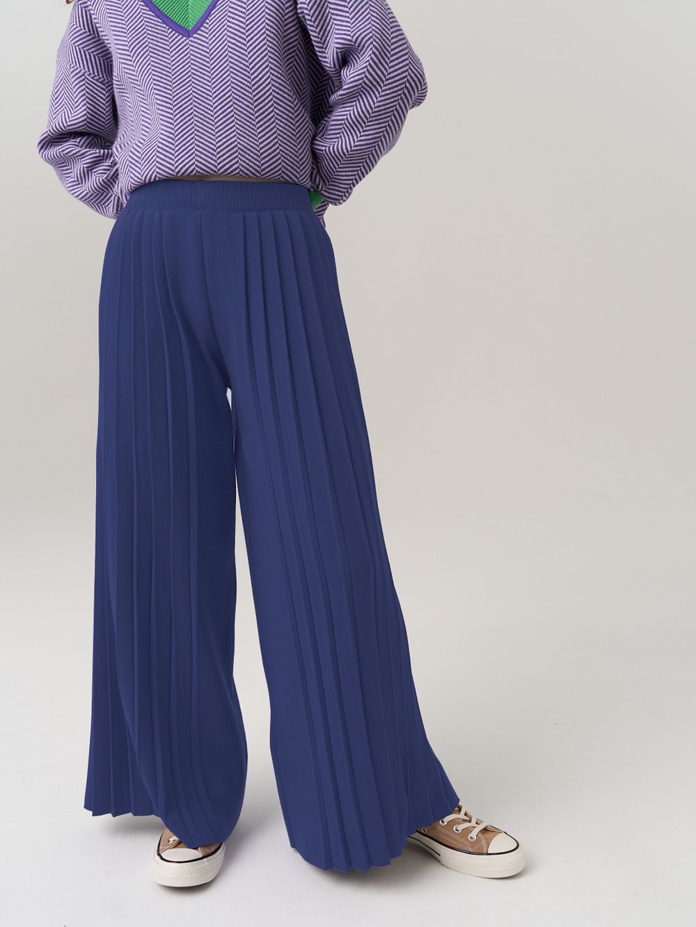 Школьные широкие брюки для девочки AT726-2 сапфировый