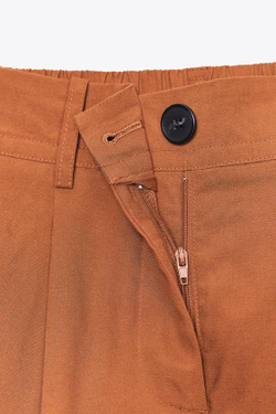 ZARA БРЮКИ С ЗАЩИПАМИ И ЭЛАСТИЧНЫМ ПОЯСОМ, ТЕРРАКОТОВЫЙ