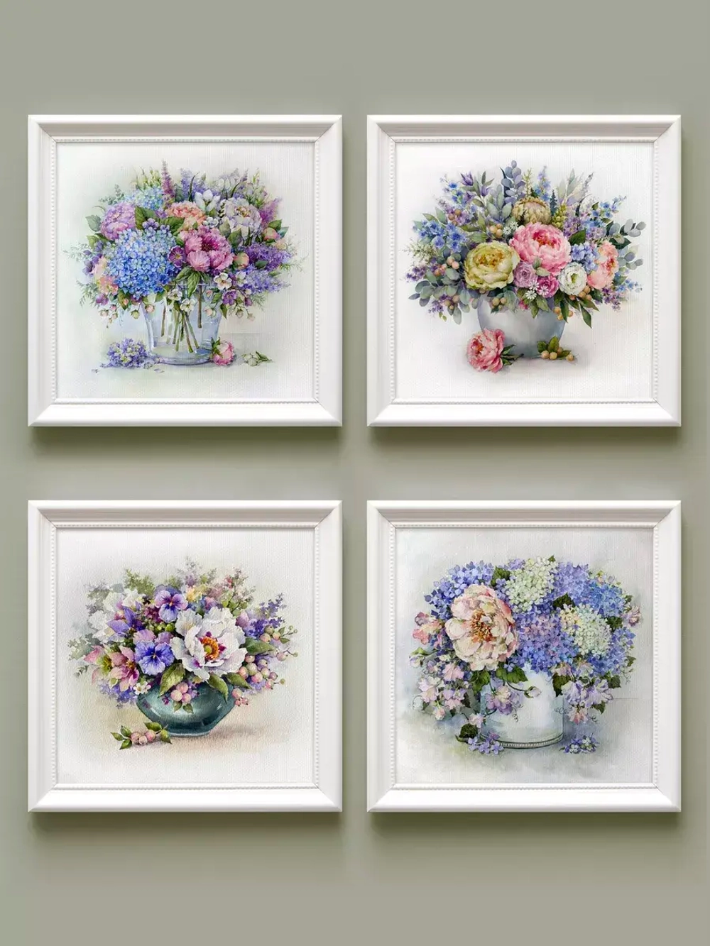 Картины на стену интерьерные на холсте 4 шт, 23*23 см