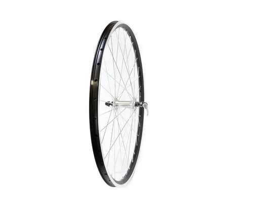 Колесо переднее 27.5" TRIX, профиль алюминиевый, двойной, 36H, фрезерованный, индикатор износа, 584х19,6/22,8х20,2мм, A/V, анодированный, черный, втулка алюминиевая, V-br, эксцентрик, серебристая, спица серебристая