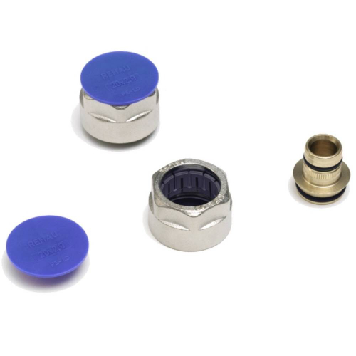 Соединение REHAU резьбозажимное REHAU flex/pink+ 20х2,8x3/4quot; с евроконусом, никелир. латунь