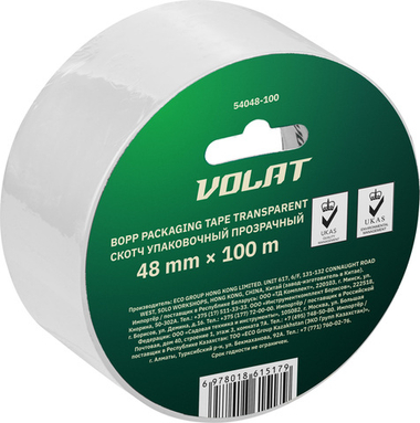Скотч упаковочный прозрачный 48ммх100м ВОЛАТ