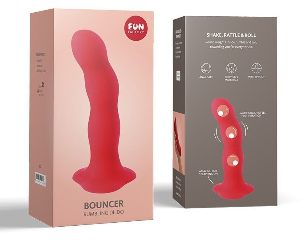 Красный фаллоимитатор Bouncer - 18,3 см. (Цвет: красный)