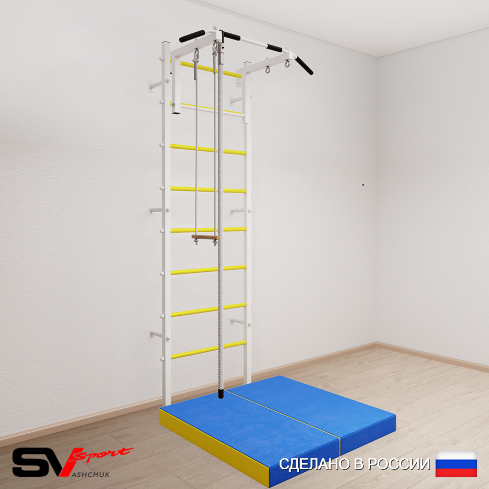 Шведская стенка Sv Sport 5154 (Турник стандарт/Канат/Трапеция/Мат 1м)