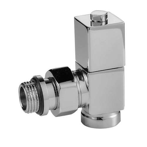 Набор дизайн-вентилей Royal Thermo CUBE угловой (хром) 1/2"