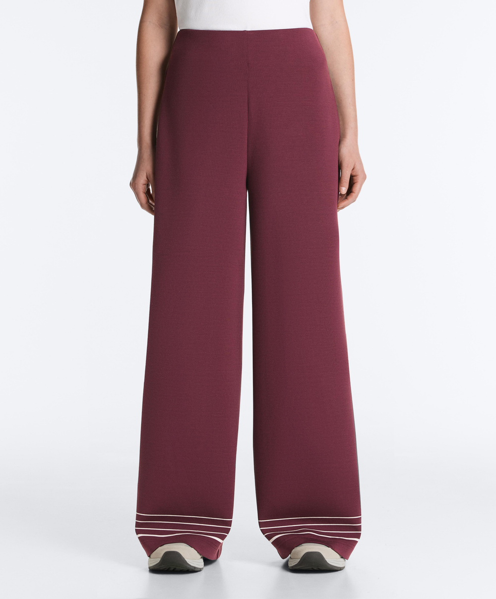 OYSHO Прямые брюки с высокой посадкой и мягкими на ощупь полосками из модала в морском стиле, бордо