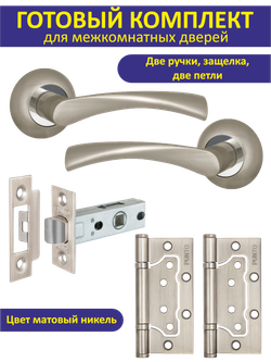 Ручка дверная межкомнатная с защелкой CRONA матовый никель