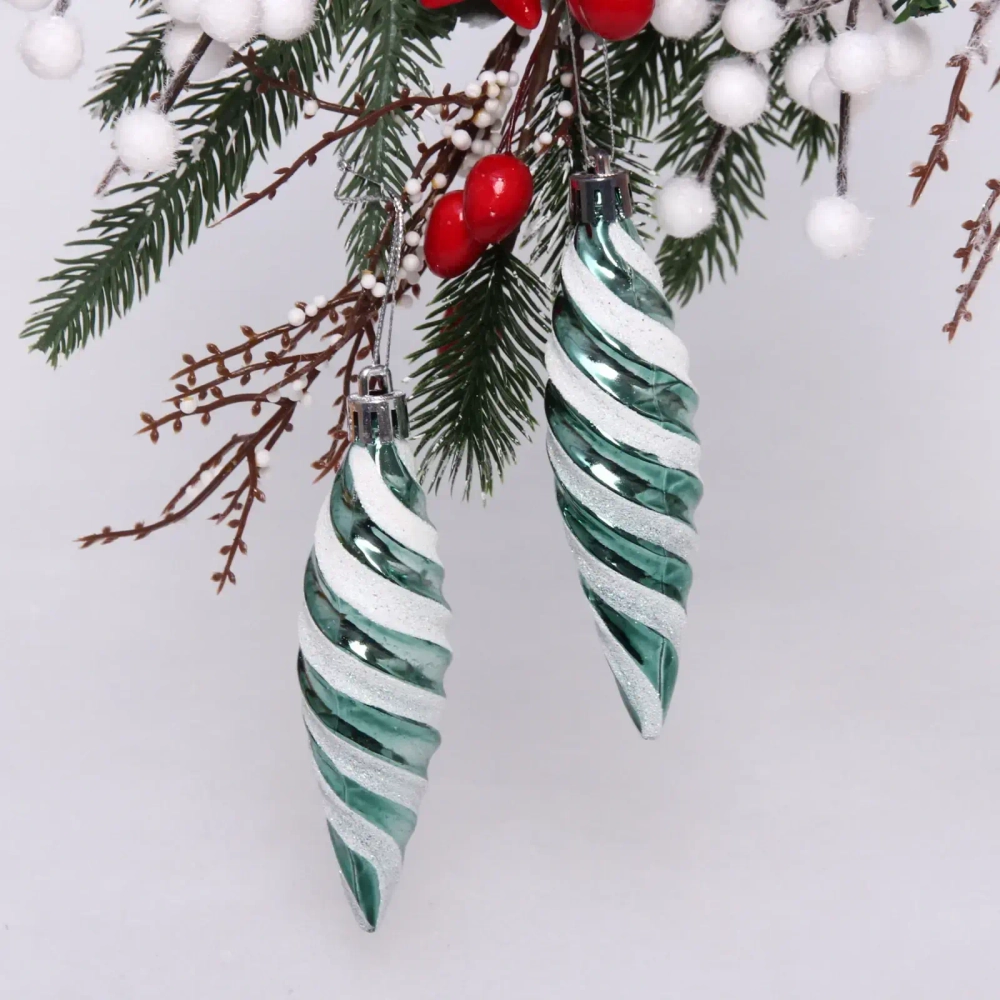 Ёлочные игрушки «Таинственное очарование» Сосульки 10 см (набор 2шт), темный нефрит