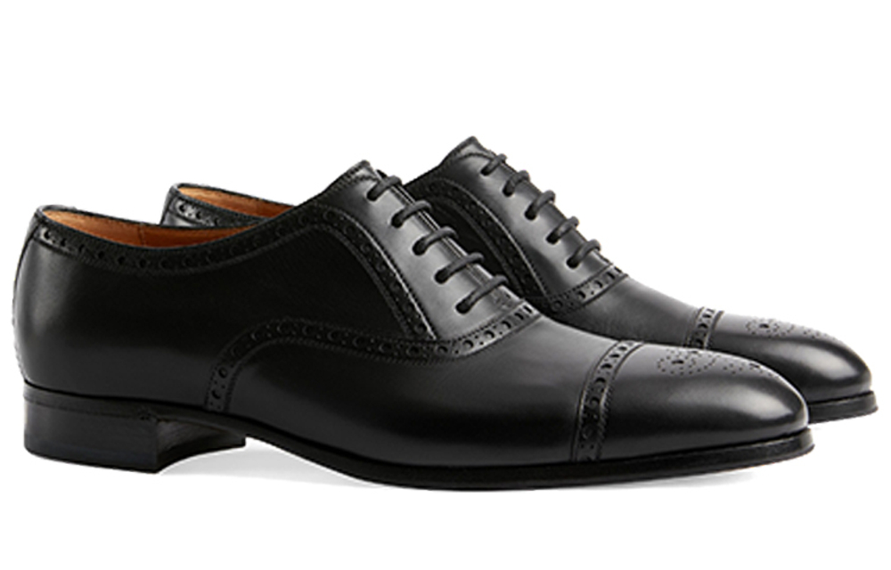 GUCCI Leather Casual Leather Shoes Men"s Black