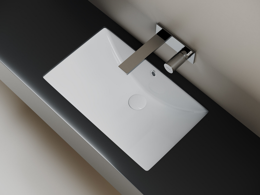 Раковина встраиваемая снизу CERAMICANOVA Era прямоугольной формы с отверстием слива- перелива 600x390x190 мм цвет белый арт. CN6082