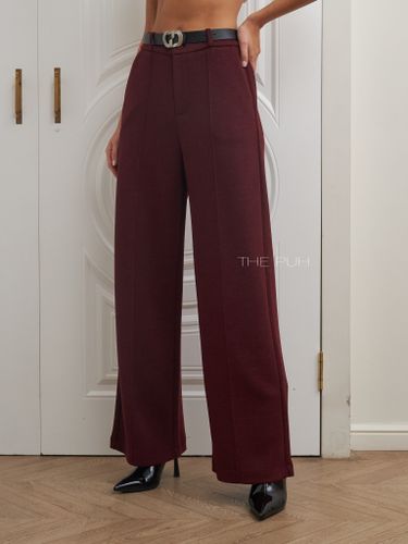 Прямые брюки бордового цвета с узором