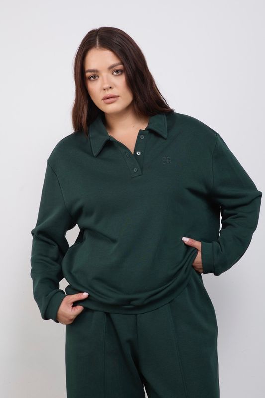 Поло из футера, темно-зеленый