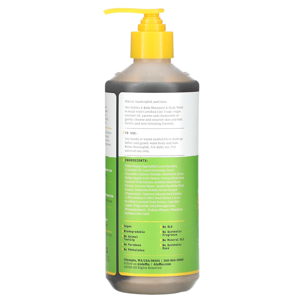Alaffia, Baby & Kids, шампунь и гель для душа, кокос и ромашка, 473 мл (16 жидк. унций)