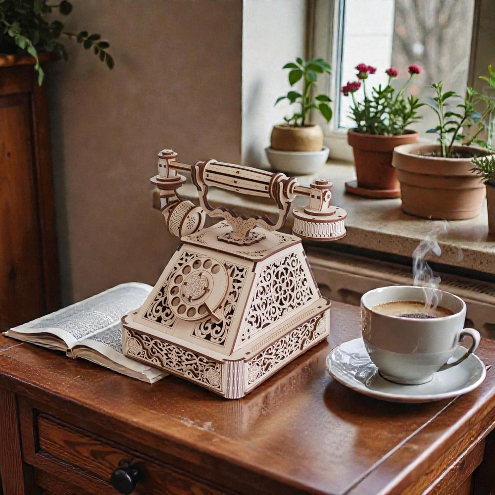 Деревянный конструктор Ретро Телефон (EWA)