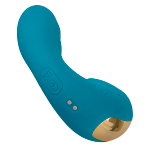 Голубой вибратор 13,9см с вакуумной стимуляцией и функцией постукивания BeYourLover Tara Blue TW05S