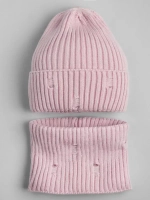 Шапка для девочки бини рваная осенняя и снуд