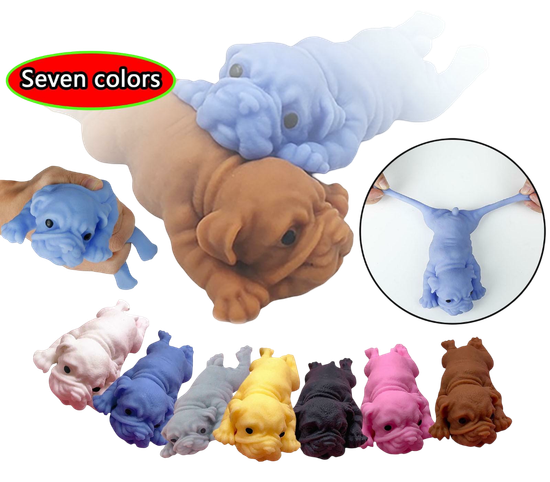 Собака Мопс тянучка давилка маленькая 10см в ассорт.