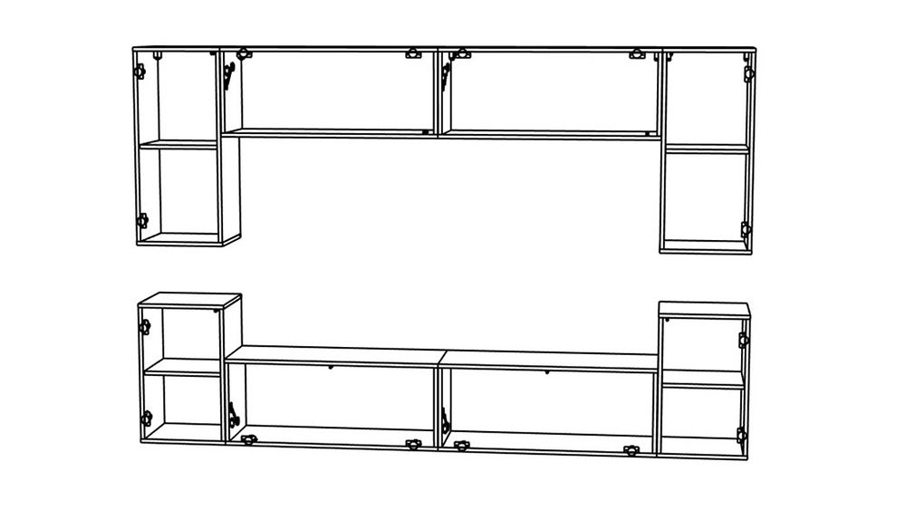 Гостиная 9 МДФ Белый DM635-6 / Белый Фасадный 0101 256*35*168 см, Белый, Белый Фасадный   Фиеста