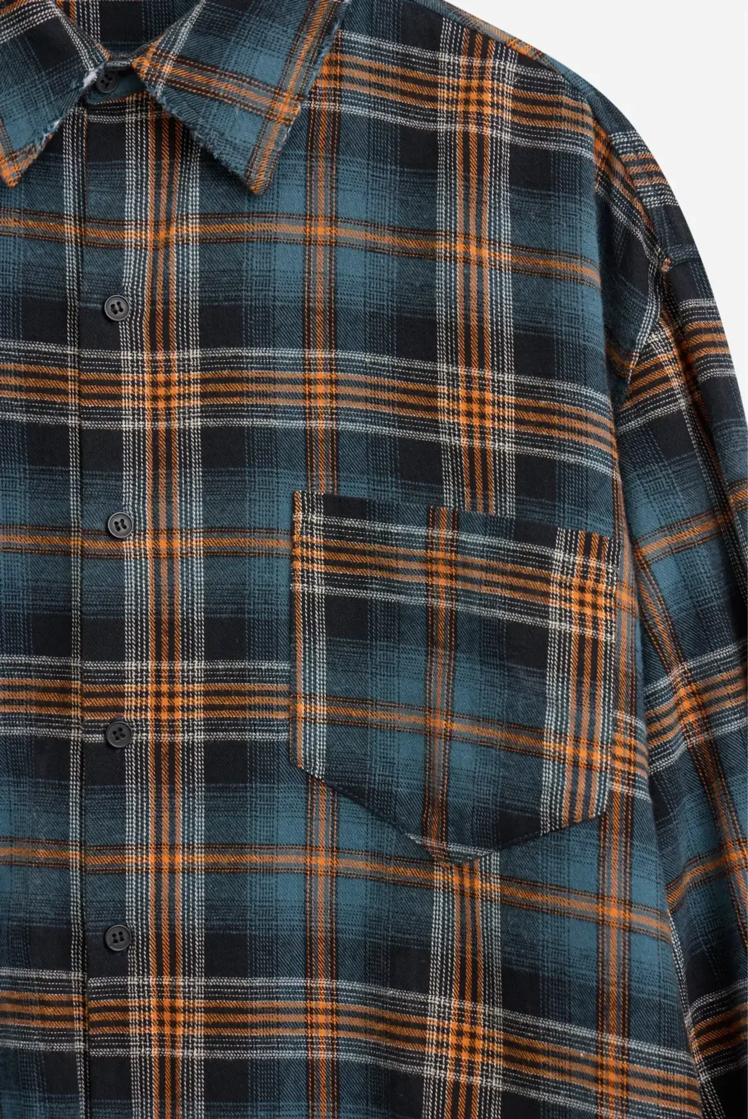 Рубашка в клетку оранжево-синяя