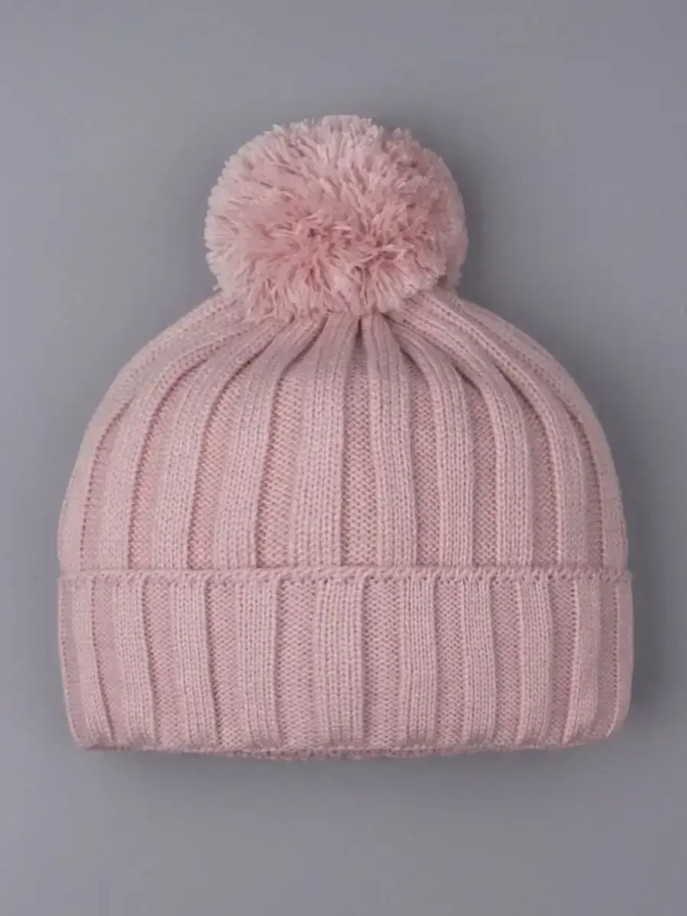 Шапка детская вязаная осенняя с помпоном