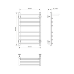 Полотенцесушитель MIXLINE MIRA  80х50 (таймер, 403Вт, 7 перекладин + ПОЛКА) электрический ЧЕРНЫЙ
