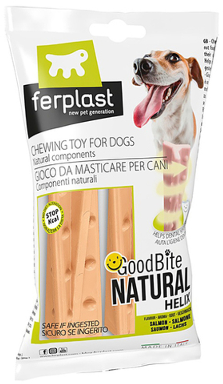 Ferplast Игрушка-кость GoodBite Helix S Bag для собак, пластик, со вкусом лосося, 2 х 16 г