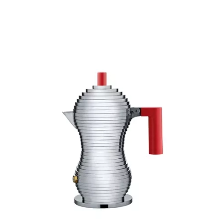 Alessi - Алюминиевая турка кофеварка Pulcina под давлением на 1 чашку. Красный / артикул   MDL02/1 R  / GTIN 8003299388110