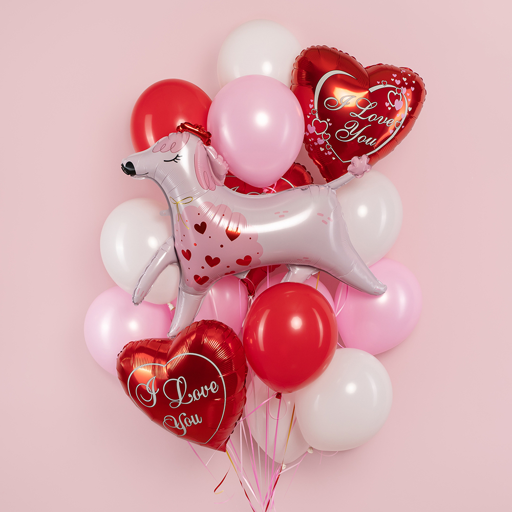 Фольгированный шар-фигура «Пудель» в розовом цвете, 84 см