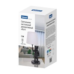UML-B465 E14 SILVER Светильник настольный декоративный Кот. под лампу Е14. 40W. Механический выключатель. Серебристый. ТМ Uniel