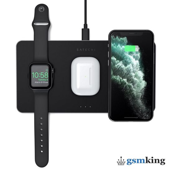 Satechi Trio Wireless Charger With Magnetic Pad Space Gray ST-X3TWCPM