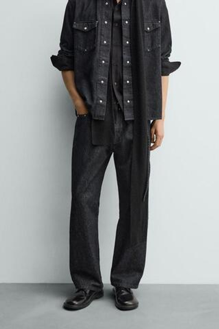 ZARA ДЖИНСЫ STRAIGHT FIT С ЗАКЛЕПКАМИ, ИНДИГО