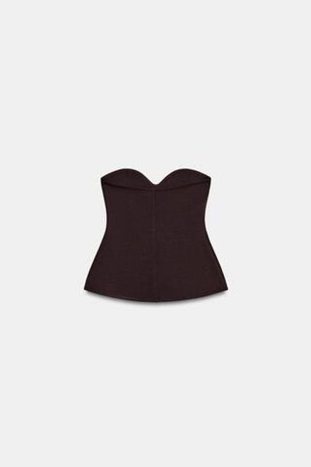 ZARA ТОП БАНДО С ВЫРЕЗОМ СЕРДЕЧКОМ, КОРИЧНЕВЫЙ