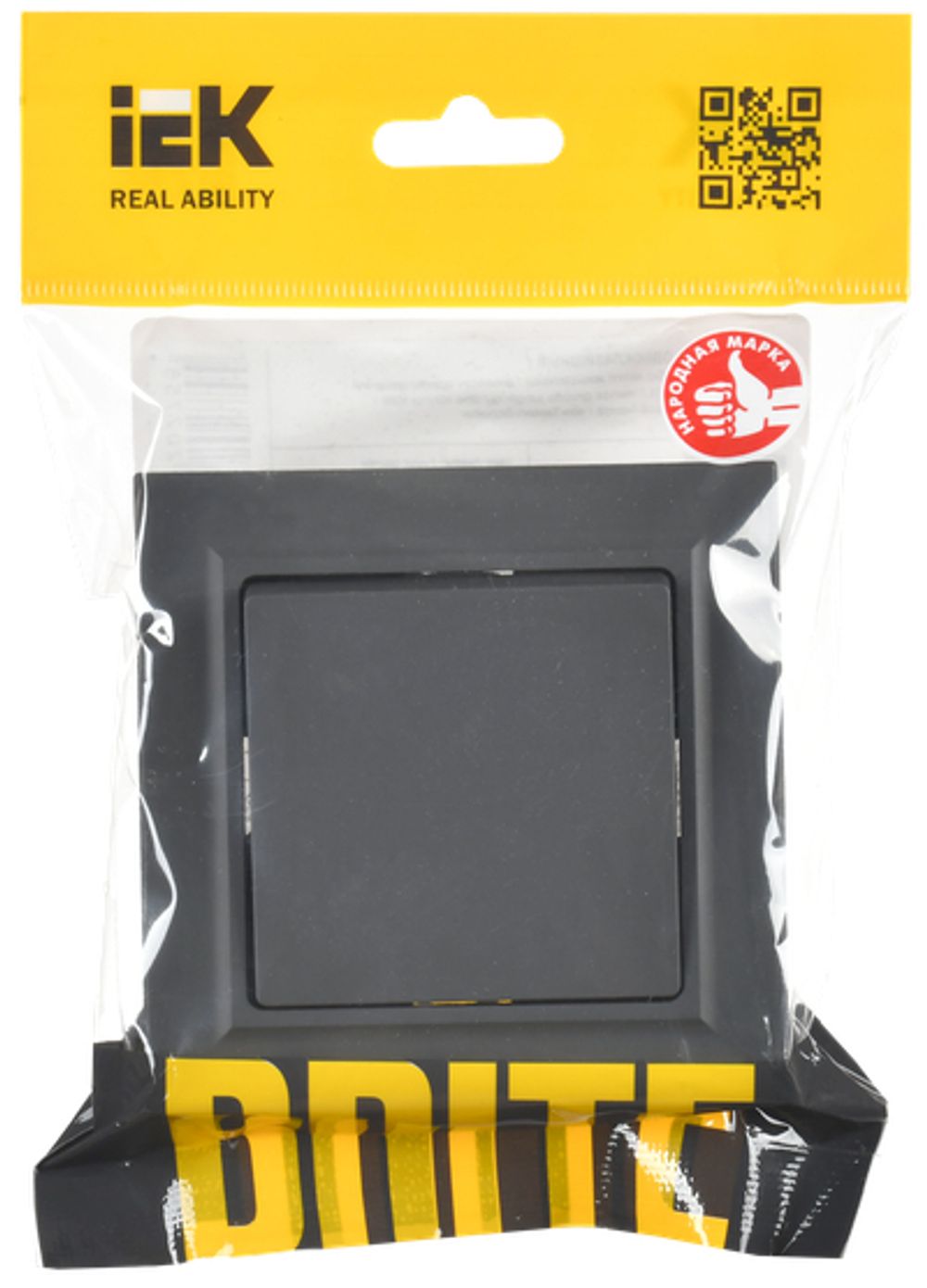 BRITE Выключатель 1-клавишный 10А в сборе ВСР10-1-0-БрГ графит IEK