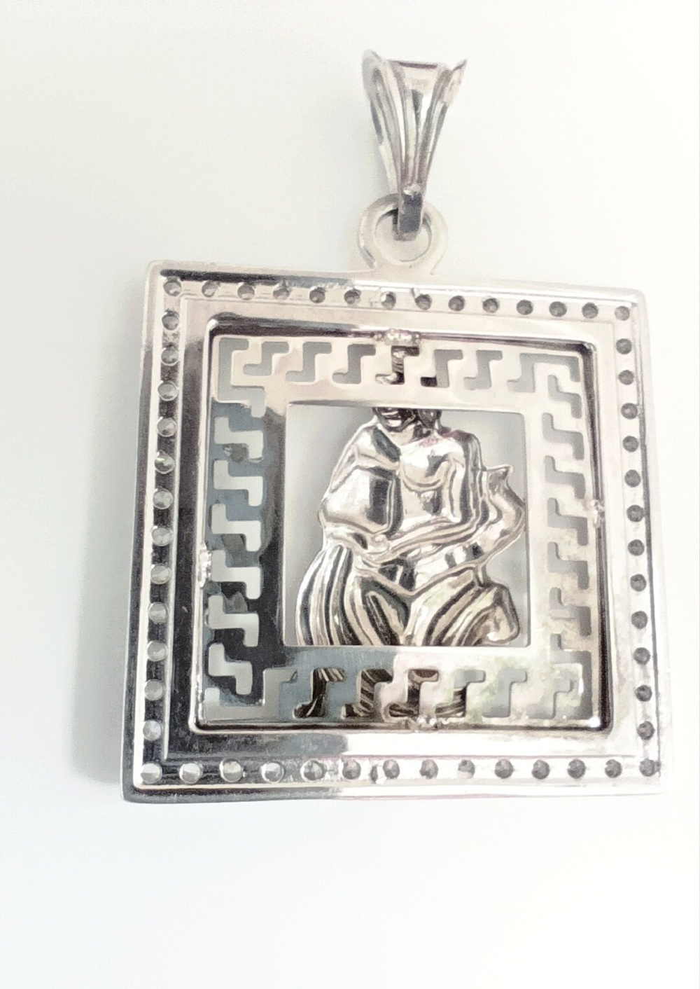 Подвеска ювелирная "Водолей", серебро 925 пробы, родированная, с фианитом/Ф