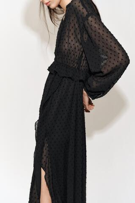 ZARA ПЛАТЬЕ С ВЫШИВКОЙ ПЛЮМЕТИ, ЧЕРНЫЙ